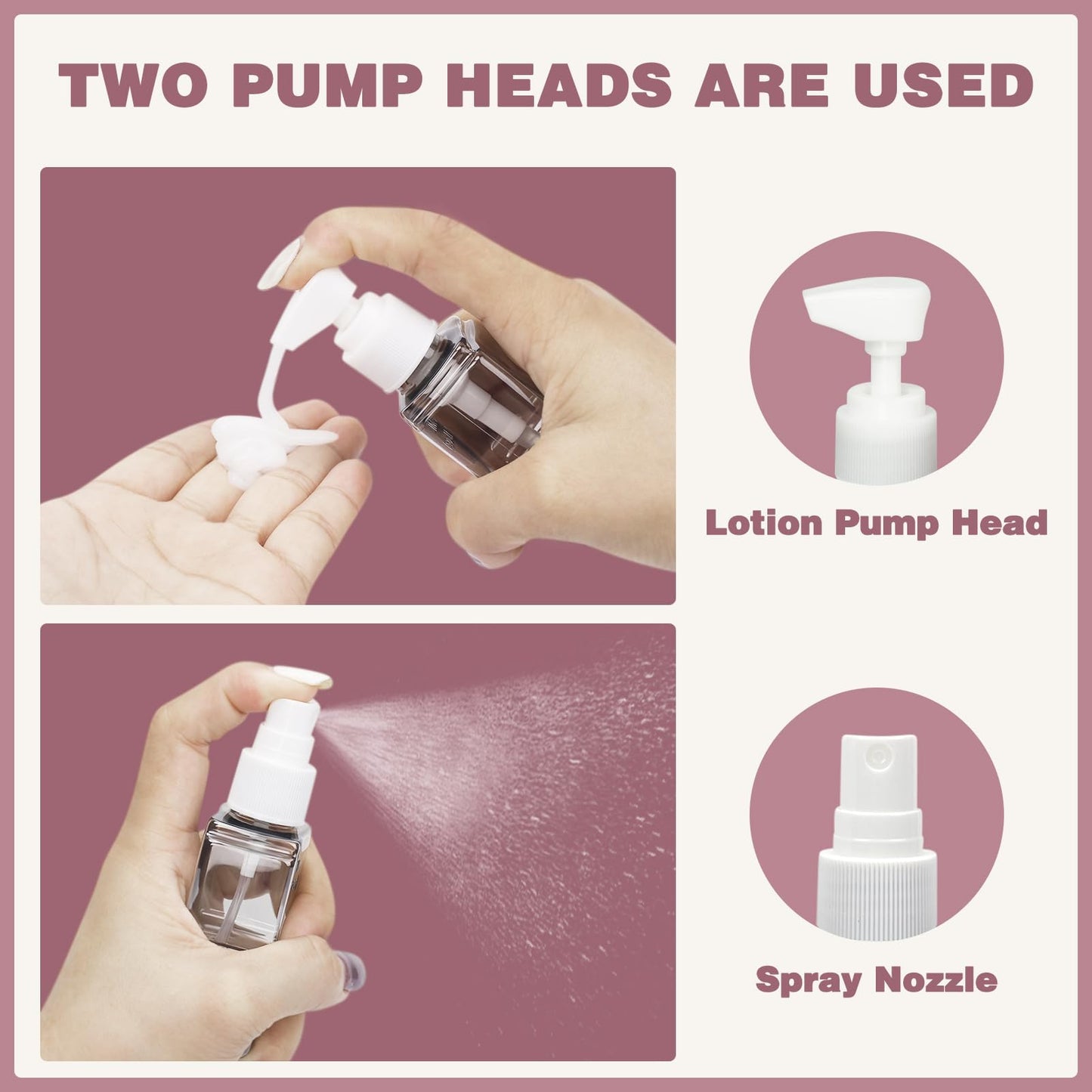 SyuCeia TSA Approved Travel Bottles - Leak Proof BPA-Free Plastic Toiletries Bottles for Shampoo, Lotion & Conditioner | Refillable Travel-Size Containers | Airplane Carry-On Essentials (Pink)