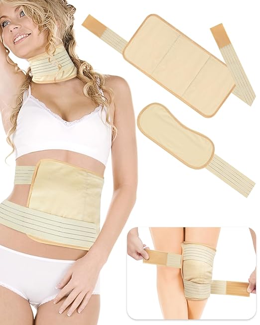 2 Pcs Castor Oil Pack Wrap for Liver,Stomach,Neck,Knee,Foot & Entire Body,Reusable Compress Pack for Women Men Wrap Kit for Hot/Cold Compress with Adjustable Strap,Castor Oil Not Included