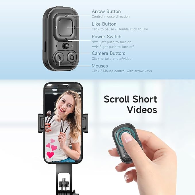 Andoer 64'' Auto Face Tracking Tripod with Stand, 360° Rotation Tracking Tripod with Remote and Gesture Control, Selfie Stick for Video Vlog, Live Streaming, Tiktok, YouTube, Facetime