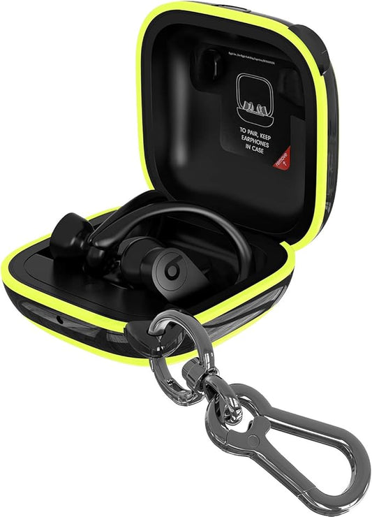Compatible Powerbeats Pro Case Cover,Full Protective Shockproof Anti-Slip Silicone Case for Beats Powerbeats Pro 2019(Black Edge+Yellow)