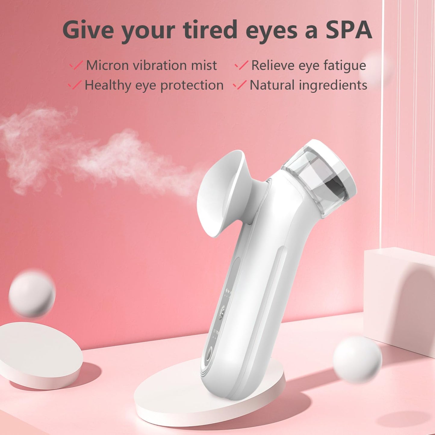 Eye Steamer for Dry Eyes, Heated Eye Steam Sprayer, Portable Nano 2 in 1 Eyes Mist Steamer, Rechargeable Heated Eye Masks for Moisturizing & Cleaning for Face for Home & Travel Use