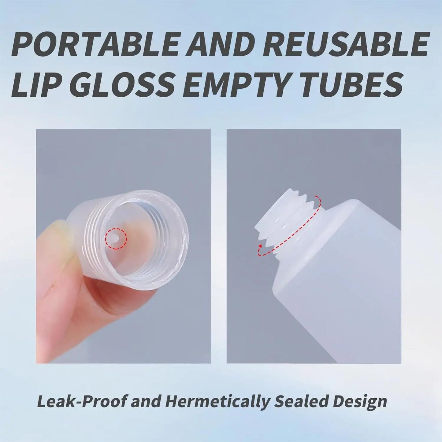 uadbau 6PCS Empty Lip Gloss Tubes - 8ml Clear Lip Balm Tubes with 5ml Syringes - Refillable Squeeze Lip Balm Containers - Mini Cosmetic Soft for DIY Lip Gloss and Travel Toiletries