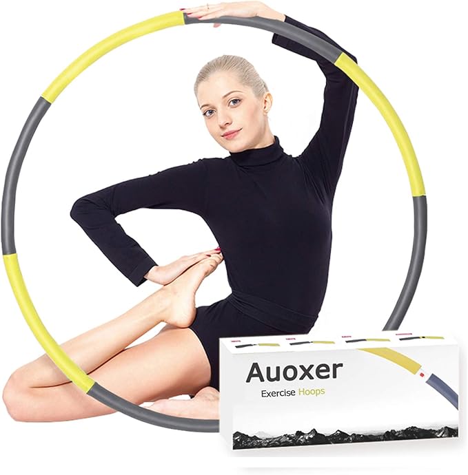 Auoxer Fitness Exercise Weighted Hoops, Lose Weight Fast by Fun Way to Workout, Fat Burning Healthy Model Sports Life, Detachable and Size Adjustable Design