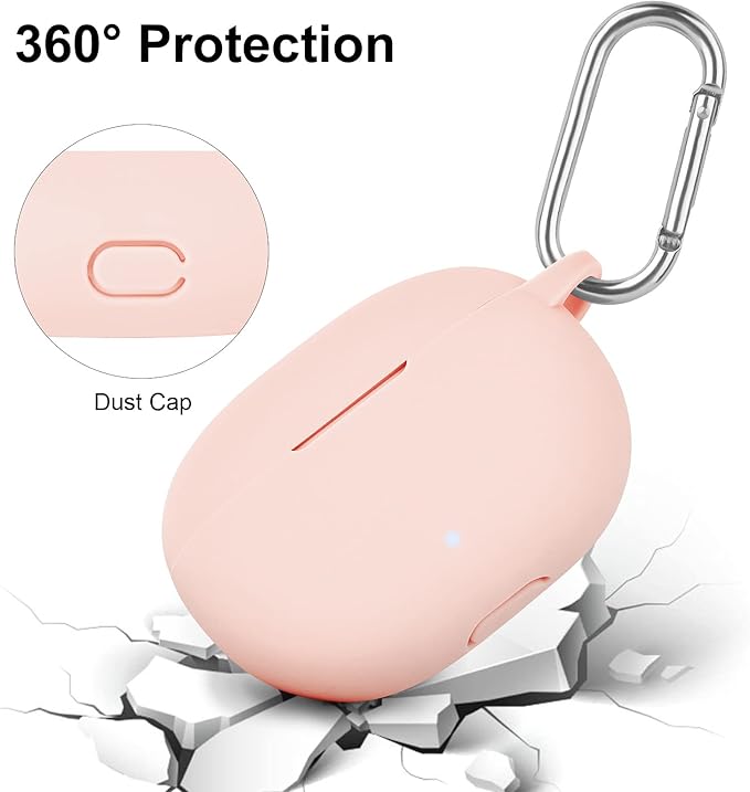 AIRSPO Silicone Case Compatible with Beats Studio Buds Case 2021 Soft Protective Cover for Beats Wireless Earbuds with Keychain (Pink)