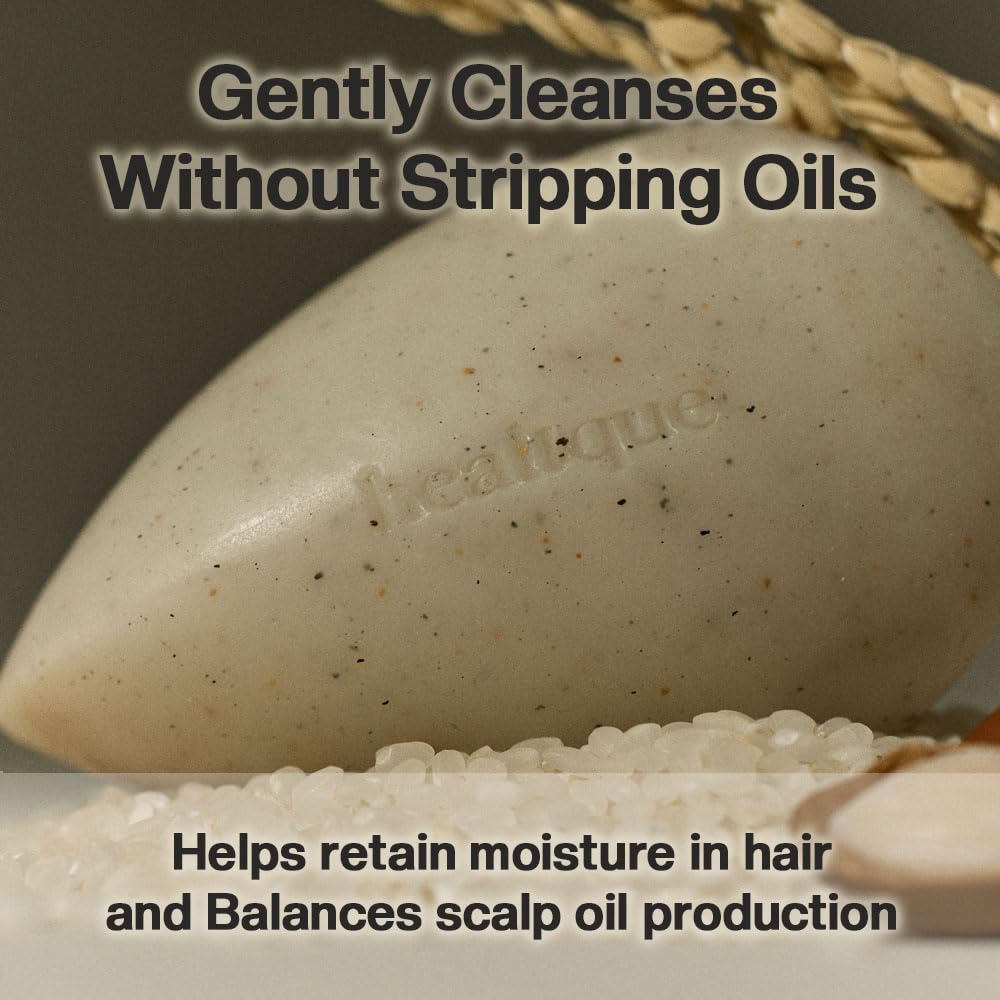 Healique rituels Bar Shampoo and Conditioner for Thin Hair (Massage Soap) (Organic Oils) 4.5oz – Rice (Large)