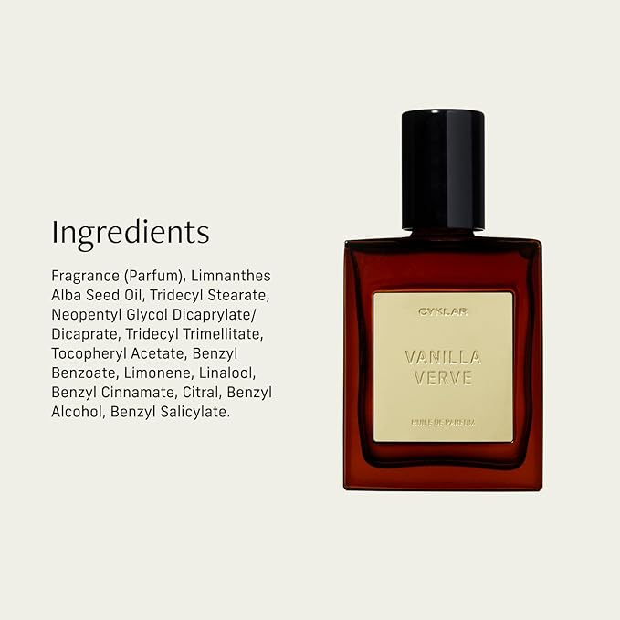 CYKLAR Perfume Oil Roll-On. Travel-Friendly Vanilla Verve Fragrance with Vanilla, Bergamot, and Amber Notes. Long-Lasting Essential Oil Parfum for Women and Men. 0.5 Fl Oz Scented Rollerball Bottle