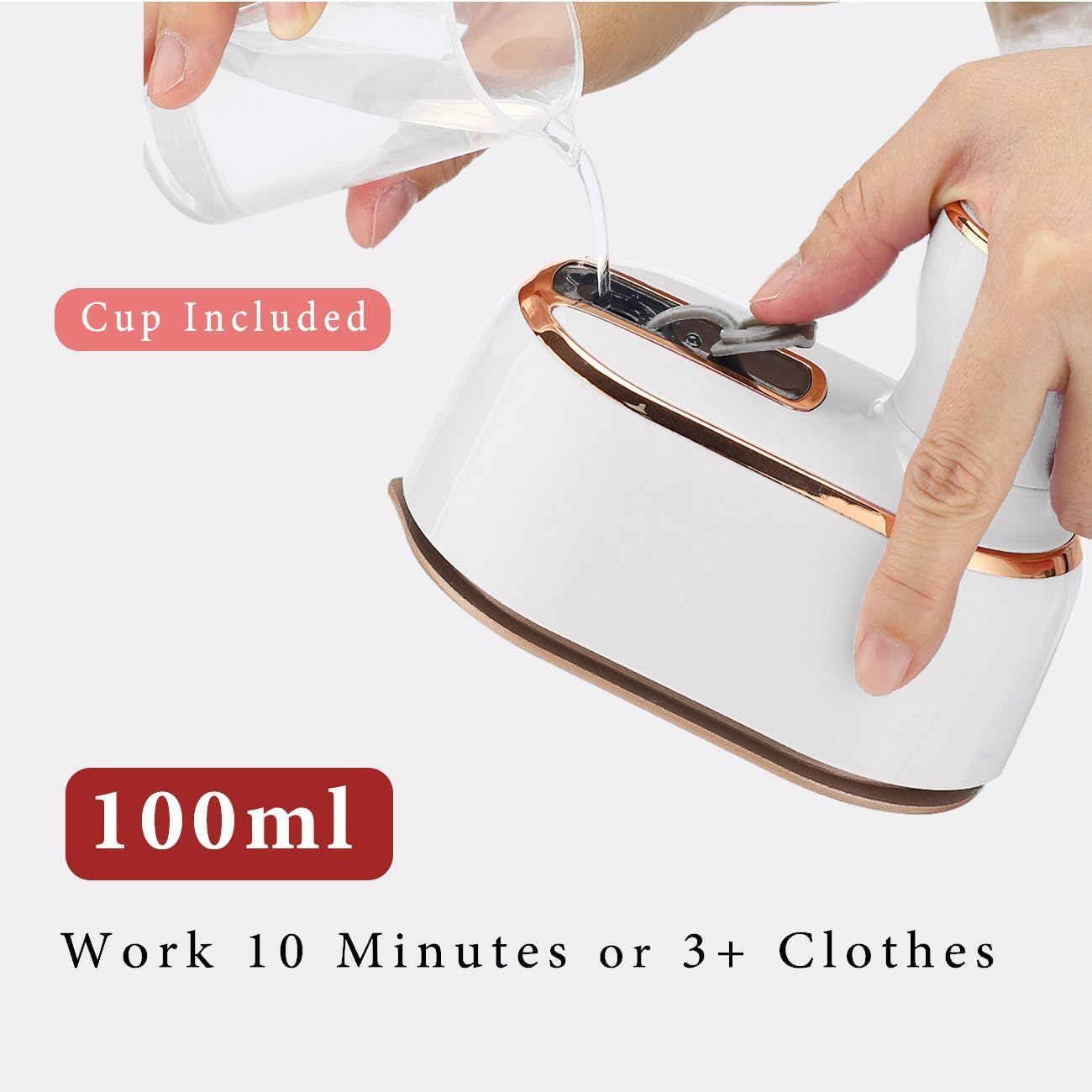 HFLYJPYW Mini Steam Iron for Clothes, Portable Travel Steamer, Handheld Iron With Dry and Wet Ironing Support for Home and Travel (White)