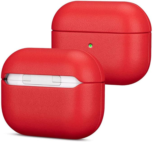 AirPods Pro Full Grain Leather Case, Lopie [Handmade Series] Cowhide AirPods Pro Cover Protective Skin, Shockproof Shell Dust/Dirt Proof Case for AirPod Pro (Not for AirPods Pro 2nd Gen) - Red