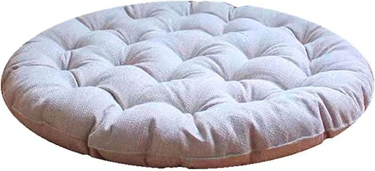 Large Linen Floor Cushions,Round Futon Pillows Japanese Style Tufted Floor Pillows Meditation Cushions for Seating On Pad for Yoga Sofa Balcony(Size:65x65cm(26x26inch),Color:Beige)