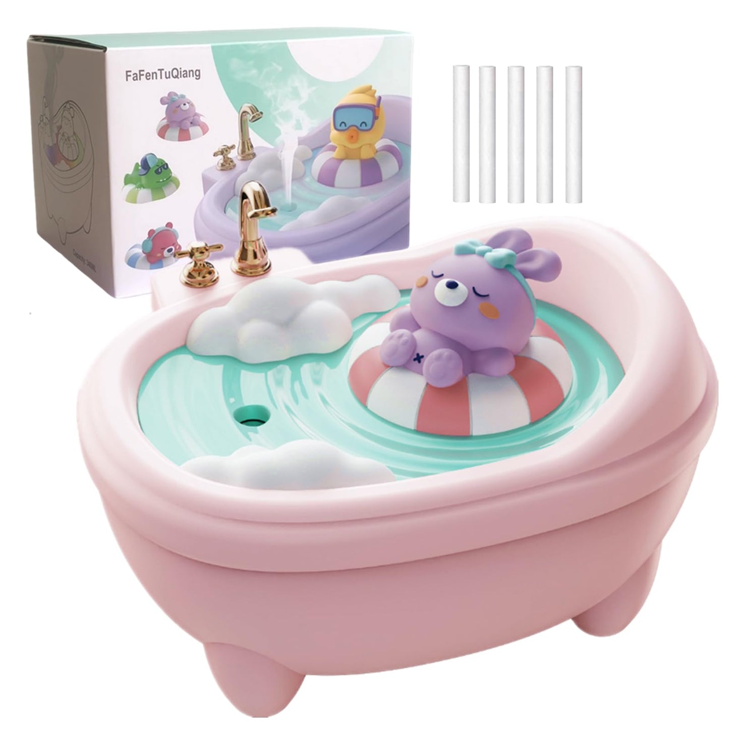 Cute Pink Mini Humidifier for Bedroom & Office, Top Fill 0.34L, Cool Mist, Quiet, Easy Clean, Colorful Light, Auto Shut Off