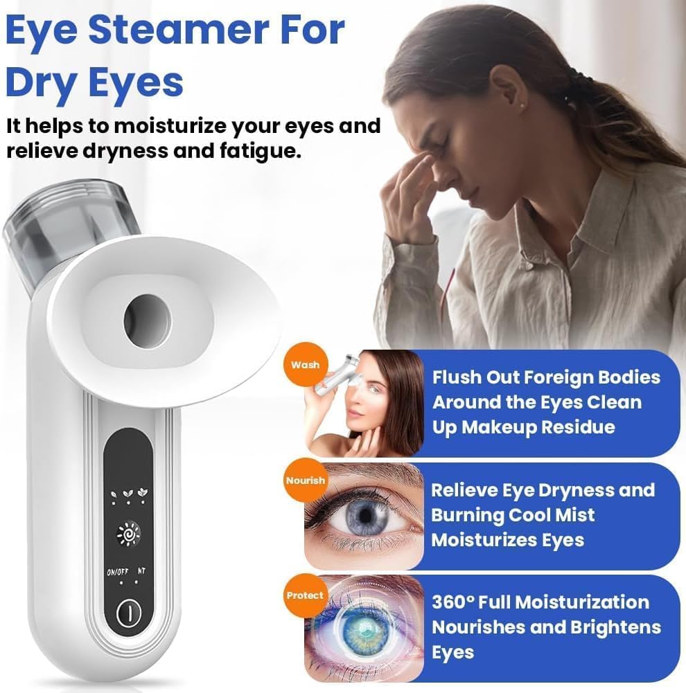 Eye Mist Steam Sprayer for Relief Dry Eyes, Facial Steamer, Eye Treatment, Portable Heated Eye Masks, Mini Eye Moisturizing Cleaning Soothing Steamer