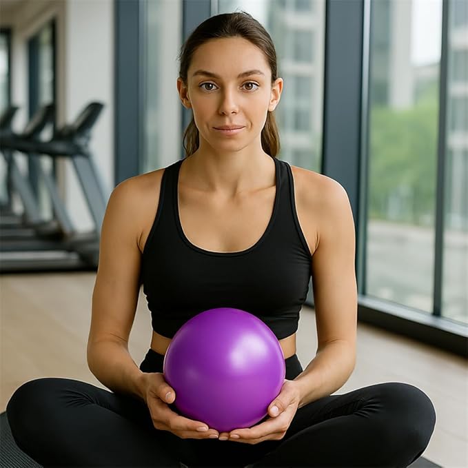 6 Inch Mini Exercise Pilates Yoga Ball for Yoga, Barre Training and Physical Therapy- Improves Balance with Inflate Pump(Black)