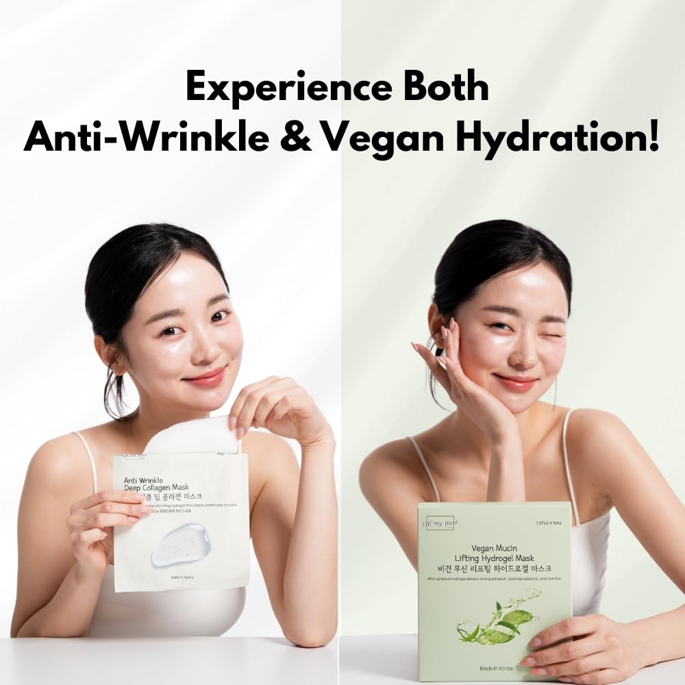 Oh My Pure Korean Collagen Face Mask Overnight 2+2 EA Luxury Skin Care (AntiWrinkle, Vegan Mucin) (Sampler 4)