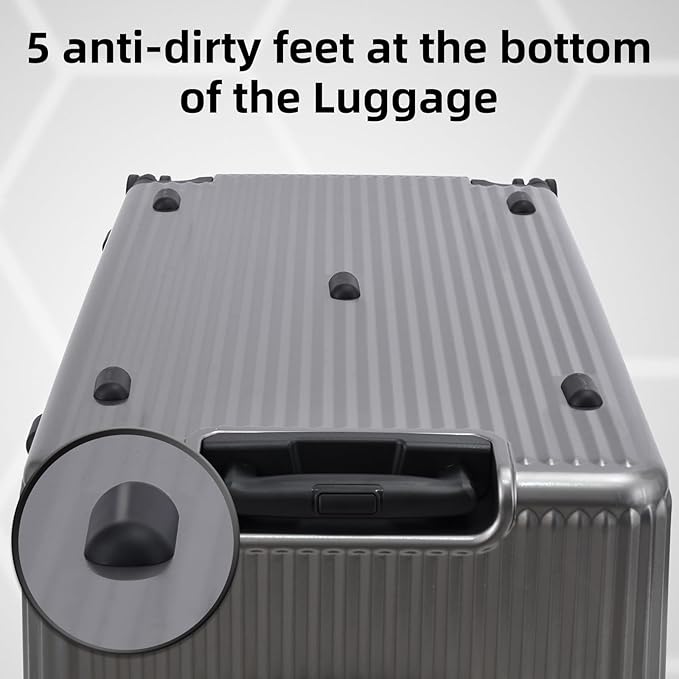 29 Inch Aluminum Checked Luggage with Side Opening Zipper, 40 * 37 * 77cm, 113L, Lightweight Hardshell ABS+PC Suitcase with TSA Lock, 360° Universal Wheels, Dark Gray