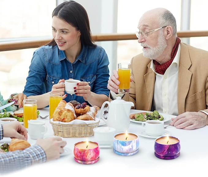 3 Packs Scented Candles Set for Christmas Thanksgiving, Natural Soy Wax Portable Travel Tin Candle, Aromatherapy Gift for Friends Classmates Colleague - Starry Sky