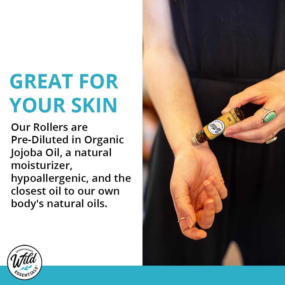 Wild Essentials Motion Ease Essential Oil Roll On, 10ml Motion Sickness, Nausea, Upset Stomach, Vertigo, Dizzy, Seasick, Carsick, Made with Organic Jojoba Oil, Ready to Use, Moisturizer, All Natural