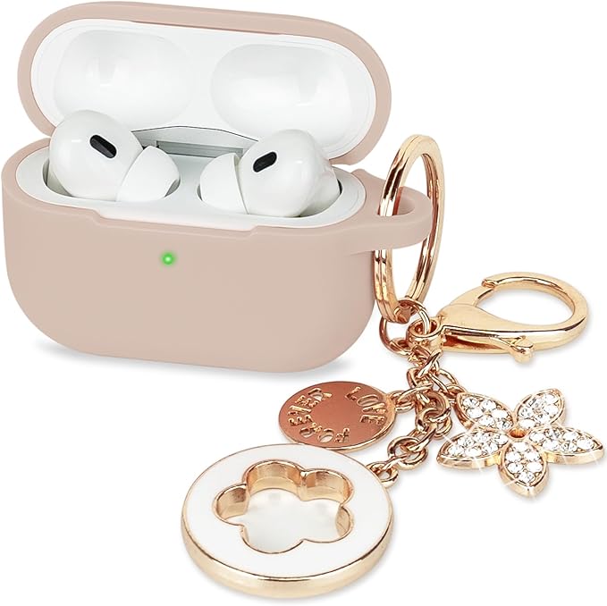 Case for Apple Airpods Pro 3 (2025) - VOTILE Airpods Pro 3 Cases Cover Women Silicone iPods Pro 3 Earbuds Wireless Accessorie Charging Cases Girl Bling Keychain for Airpod iPods Pro 3 - Milk Tea