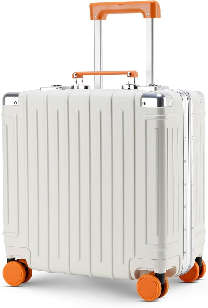 18 Inch Carry On Luggage Suitcase Locks TSA Approved Hardside Lightweight Suitcase with Cup Holder TSA Lock Carry On Luggage with USB Port Phone Holder Suitcases with 360° 8 Double Spinner Wheels