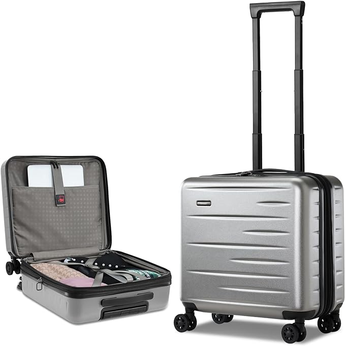 16 Inch Carry On Luggage Airline Approved, Expandable Lightweight ABS+PC Hard Shell Suitcases with 360° Spinner Wheels, TSA Lock, YKK Zippers (Dark Gray, 1 PC)