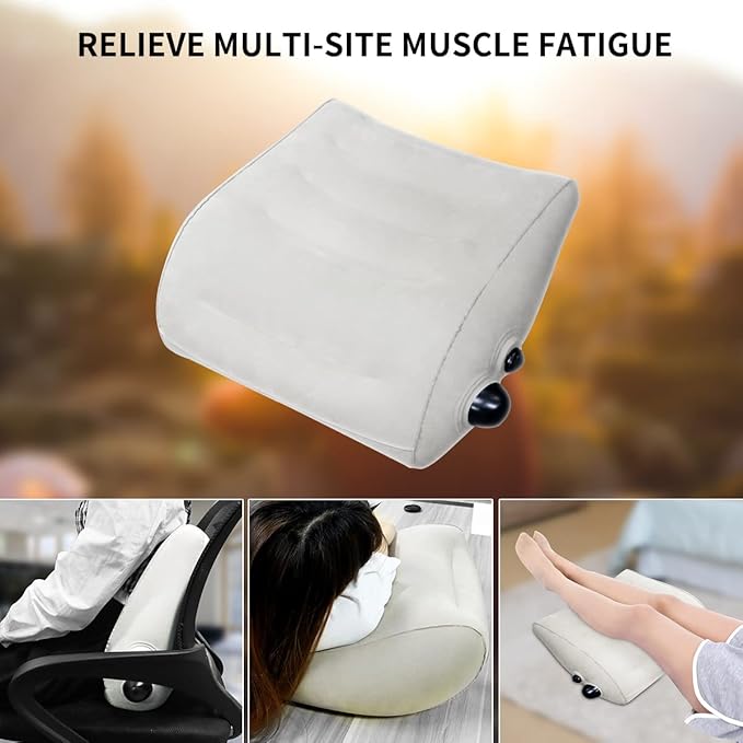 Inflatable Travel Pillow Lower Back Support for Office Chair, 3 in 1 Portable Lumbar Cushion, Wedge and Leg Elevation Pillow, Fast Inflating/Deflation, Ergonomic Inflatable Lumbar Pillow for Airplane