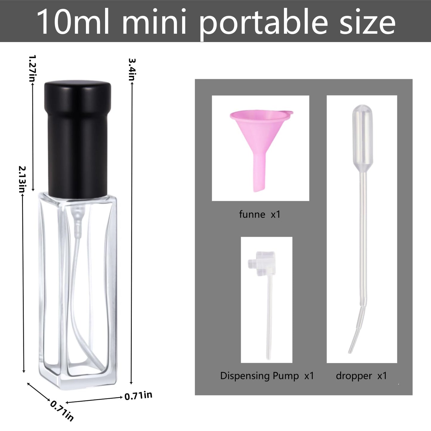 Kanlpeia 6 Pack 10ml Perfume Travel Refillable Bottles Leak Resistant Empty Glass Spray Bottles Mini Cologne Atomizer for Travel Size and Decants