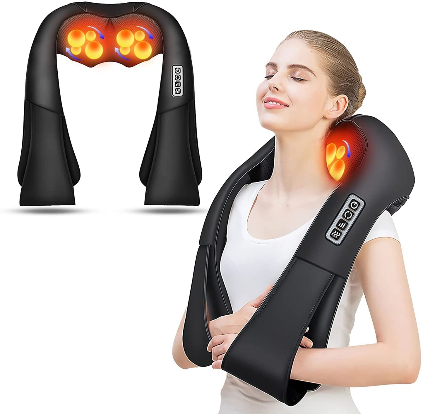 AERLANG Shiatsu Back and Neck Massager, Back Massager Deep Tissue Kneading Neck and Shoulder Massage with Heat, Electric Massage Pillow Fathers Day Gift Ideas from Daughter Son(NOT Cordless)