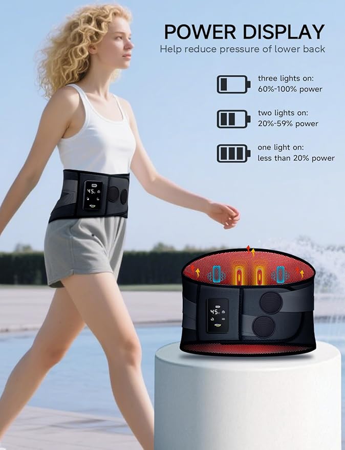 ALLJOY 67" Cordless Heating Pad for Back Pain Relief FSA Eligible, Birthday Gifts for Women Men Mom Dad, Portable Lower Back Massager with 3 Heat 5 Vibration, Wireless Heating Pad for Cramps