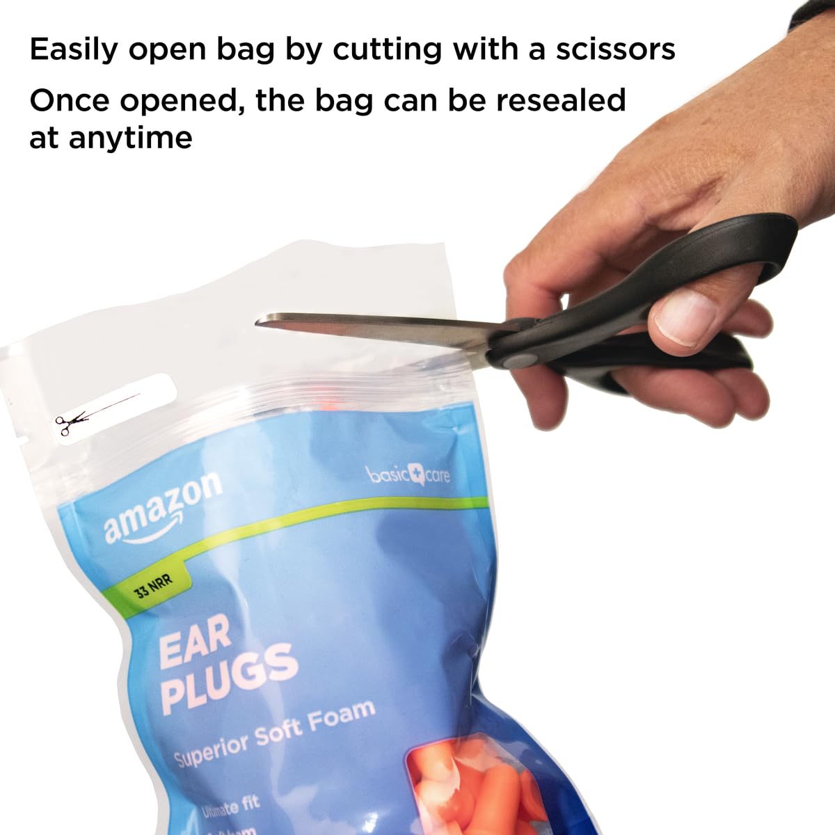 Amazon Basic Care Soft Foam Earplugs, 100 Count (1 Pack of 50 Pairs)