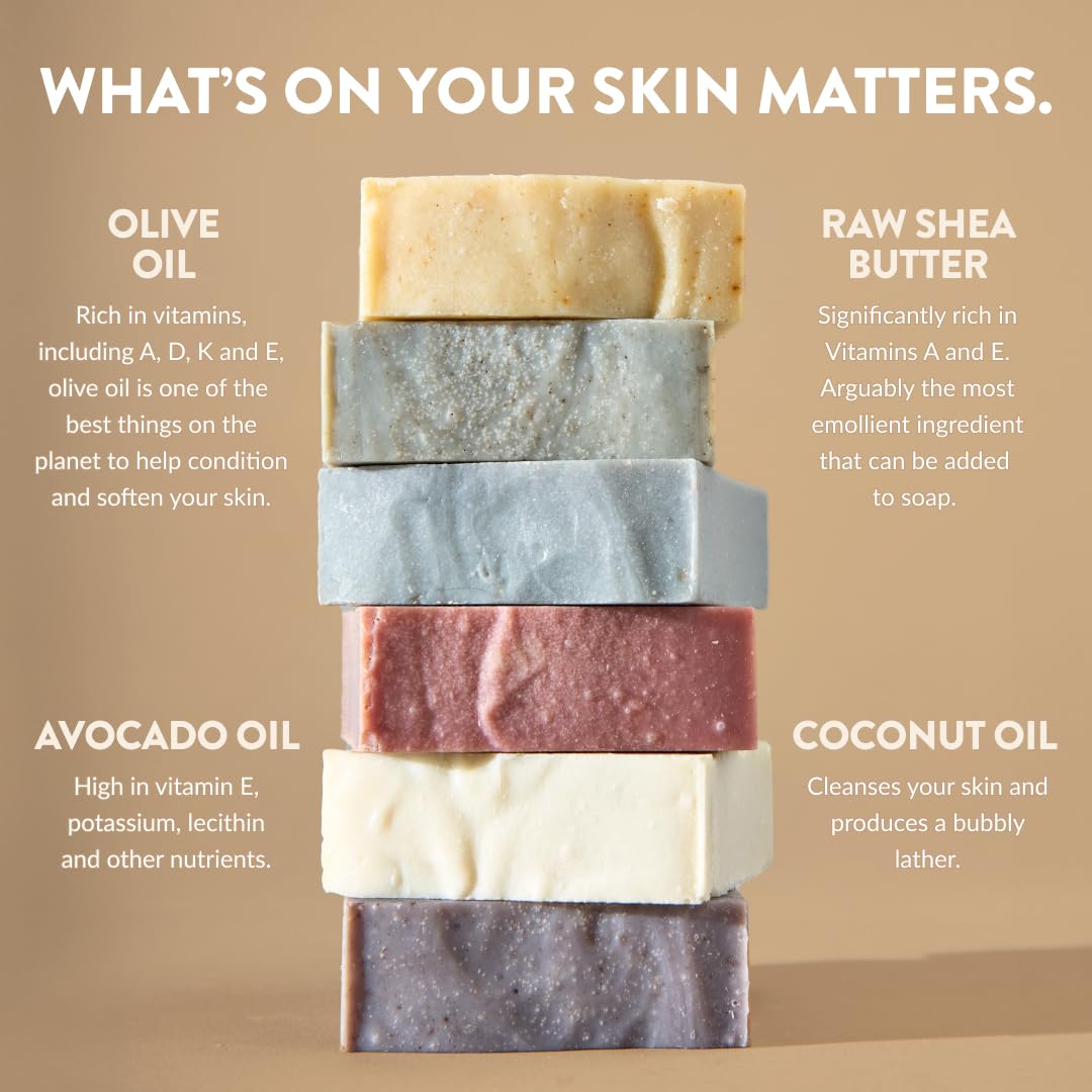 Crate 61 Organics, Handmade in Canada, Plant Based Cold Process Natural Bar Soap, With Premium Essential Oils, Dry Skin, Pack of 6 (Citrus)