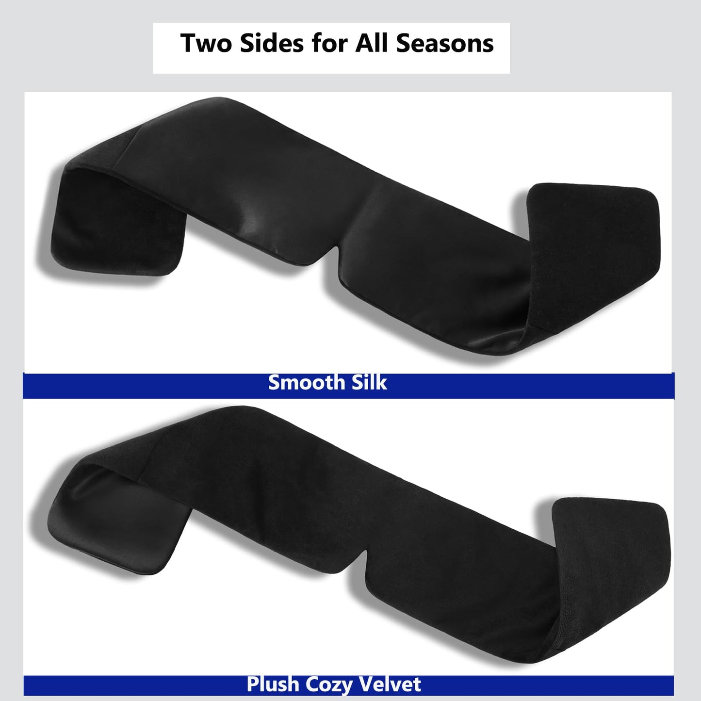 Weighted Eye Mask Silk ALASKA BEAR for Sleeping, Wraparound Style Compression, Wide Headband and Large Coverage Ears for Sound-muffling, Microwavable Beads Filled