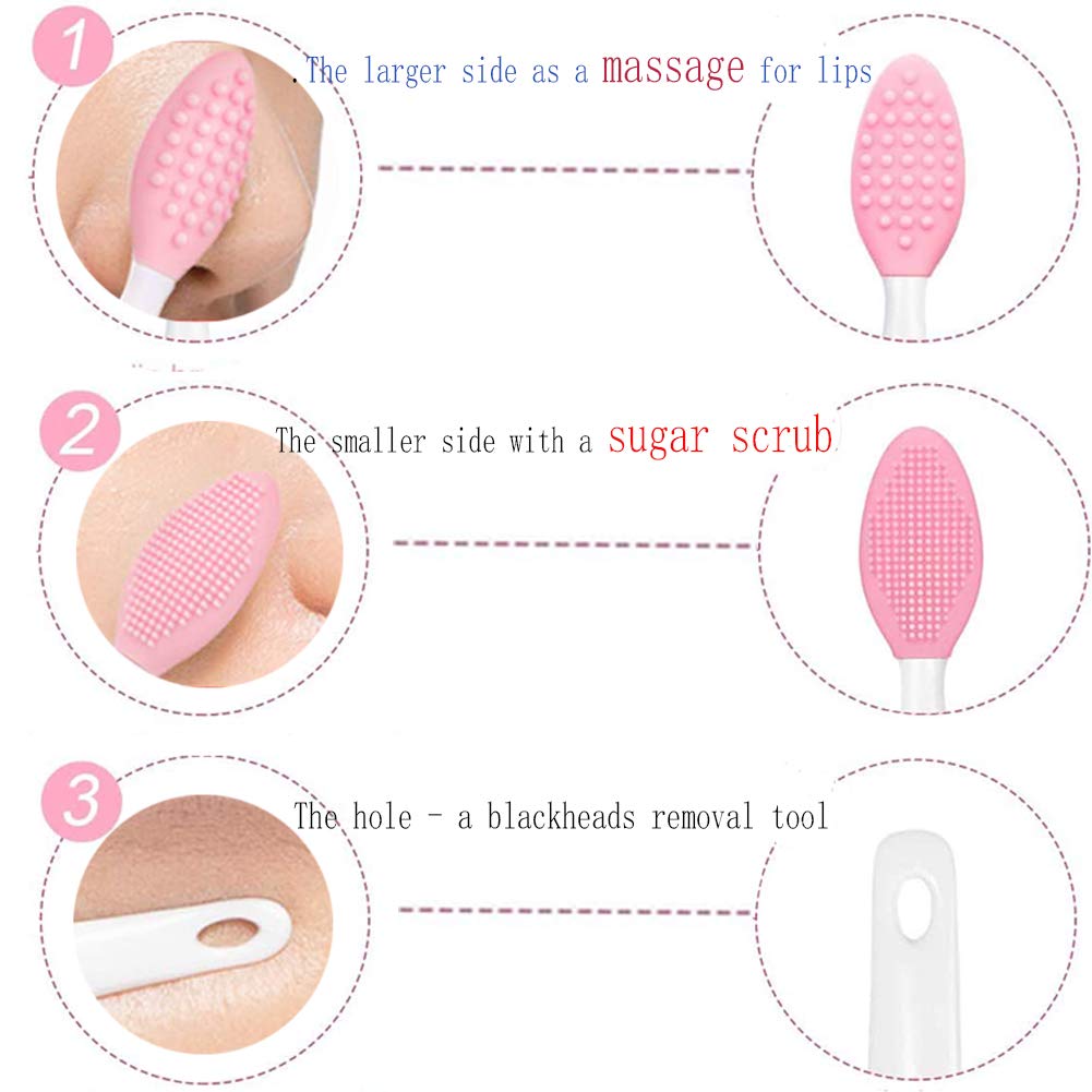 3 Pcs Facial Cleansing Brush,Lip Scrub Brush,Silicone Face Mask Brush for Face Scrubber & Lip Scrubber,For Massaging,Exfoliating,Remove Blackheads,Makeup Skincare Removal,DIY Mask