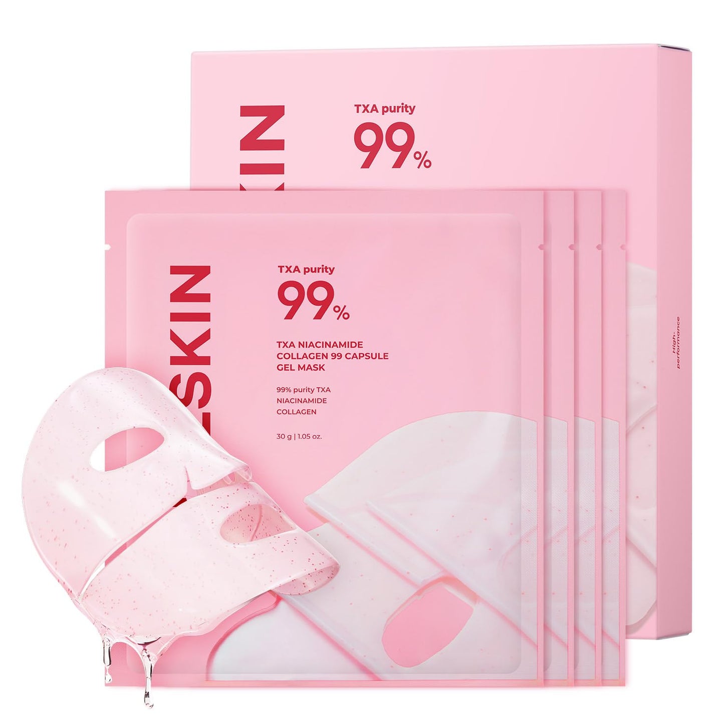 APRILSKIN TXA Pink Capsule Gel Mask | Overnight Face Mask for Glass Glow Skin I 99% High-Purity Tranexamic Acid 3 for uneven skin tone I Elasticity, Hydrating and Firming I Korean Skincare I 30g x 4ea