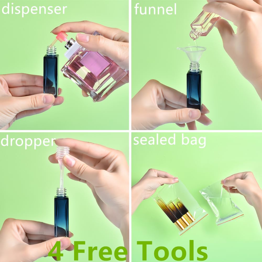 Yikimyfo Travel Perfume Atomizer - 5 Pcs 5ML/0.17oz Mini Spray Bottles, Fine Mist Cologne Glass Bottles, Empty Refillable Size for Travel