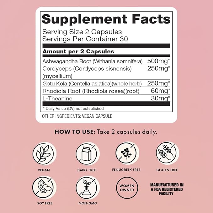 Boobie Relax Mom, Postpartum Stress Support Supplement | Lactation Approved | Mood and Energy Support with Ashwagandha & L-Theanine, 60 Capsules