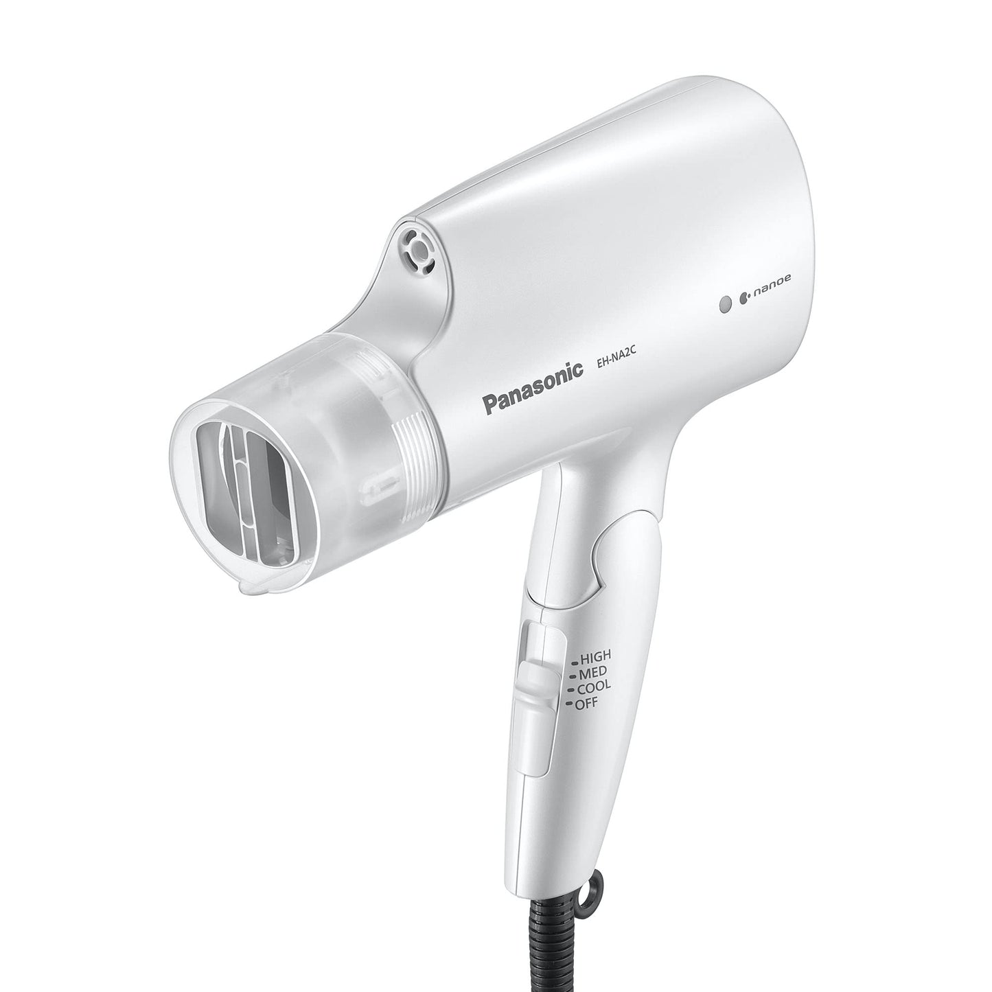 Panasonic nanoe Compact Hair Dryer with Oscillating Quick Dry Nozzle for Healthier-Looking Hair, Folding Blow Dryer for Travel and Home, 3 Airflow Settings - EH-NA2C-W (White)