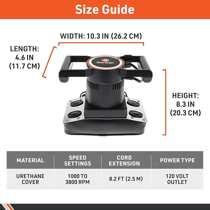 Body Sport Therapeutic Variable Speed Professional Vibrating Massager for Pain & Aching Muscle Relief – High-Powered, Effective, Chiropractic Myofascial Release Tool & Trigger Point Therapy