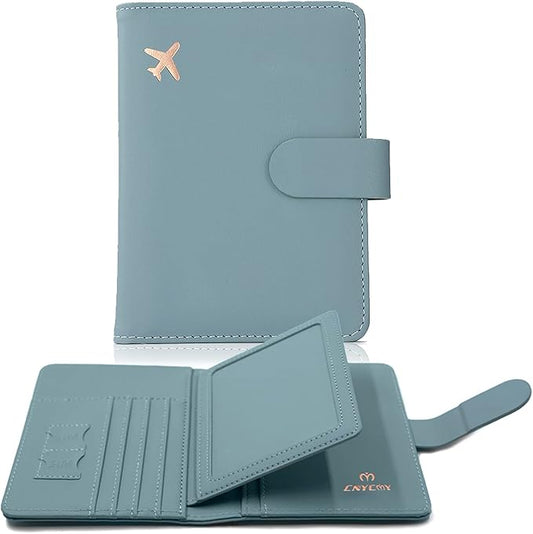 Cnycmy Passport Holder with Airtag,Passport-Wallet-Holder for Women, RFID Passport Holder with Slot Waterproof, PU Leather Travel Passport Case (greyish green)