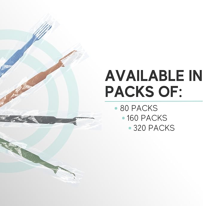 Avistar 40 Prepasted Disposable Toothbrushes Individually Wrapped - Single Use Pre Pasted Disposable Toothbrushes with Toothpaste Built in - Waterless Toothbrush for Travel, Guests, Hotel, & Camping