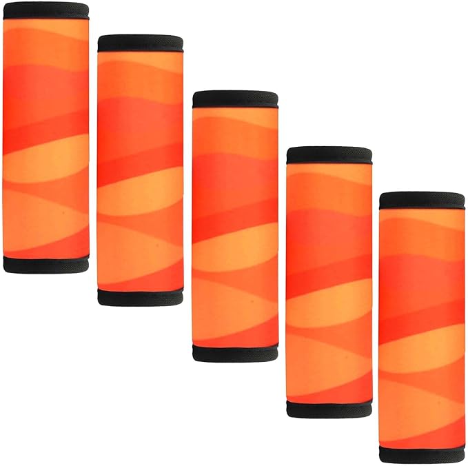5 Pack Neoprene Luggage Handle Wraps for Suitcase Travel Luggage Tags/Identifiers/Marker/Grips (2.0 Version) (Orange)
