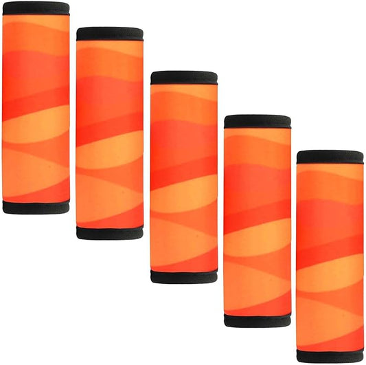 5 Pack Neoprene Luggage Handle Wraps for Suitcase Travel Luggage Tags/Identifiers/Marker/Grips (2.0 Version) (Orange)