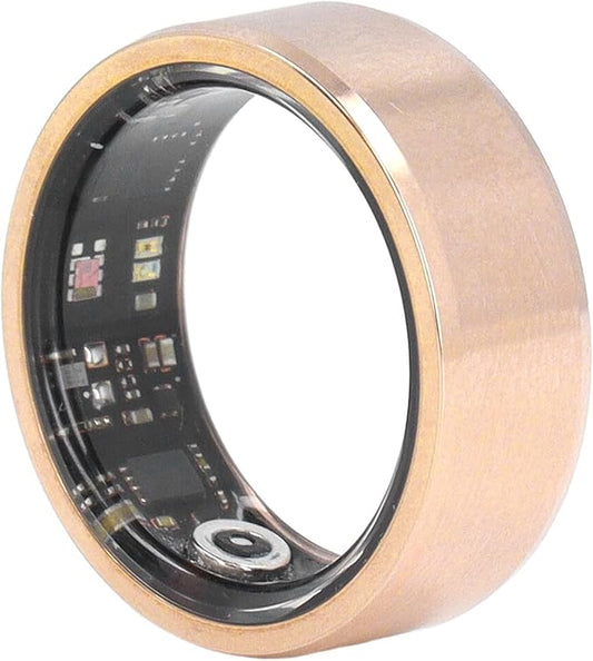 ASHATA Bluetooth Smart Ring Fitness, Health Ring to Monitor Fitness Pedometer Sleep Data, APP Control, Smart Ring for Men Women, Gold (9)