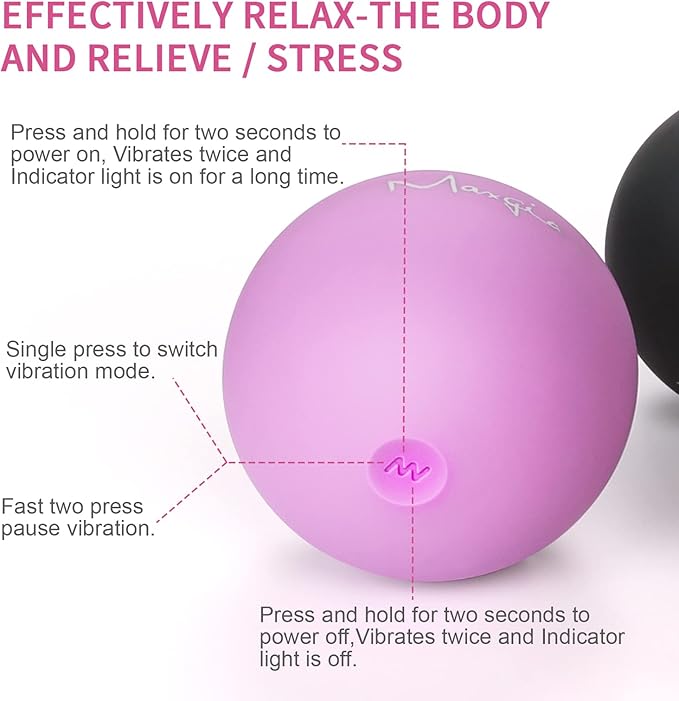 3'' Vibrating Massage Ball - Massage Roller Ball with 5 Speed Vibrations for Muscle and Fitness, Plantar Fasciitis Pain Relief, Myofascial Release and Trigger Point Treatment (Purple)