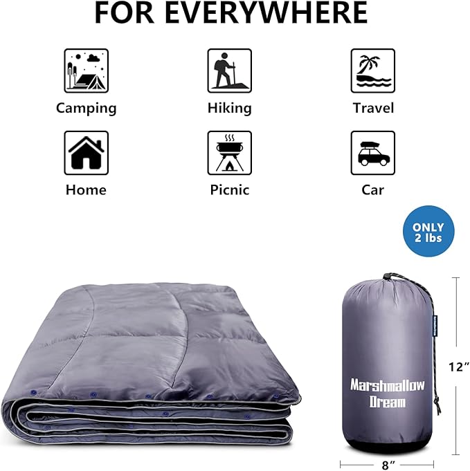 Camping Blanket, Packable Puffy Blankets Lightweight Windproof Waterproof for Outdoors,Hiking, Backpacking,Beach,Car,Picnic,Stadium