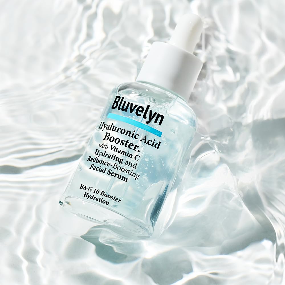 Bluvelyn 10-Layer Hyaluronic Acid Booster Serum – 100,000ppm High Concentration with Vitamin C – Deep Hydration & Brightening for All Skin Types, (50ml /1.69 fl.oz)