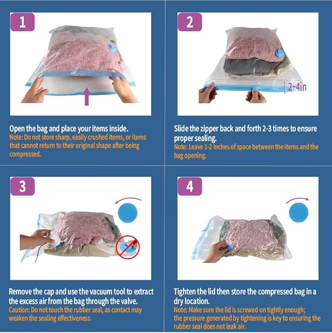 20 Pack Space Saver Vacuum Storage Bags for Clothing Travel, Vacuum Seal Compression Bags for Clothes, Packing, Luggage, Blankets, Comforters and Pillows, Electric Pump Included