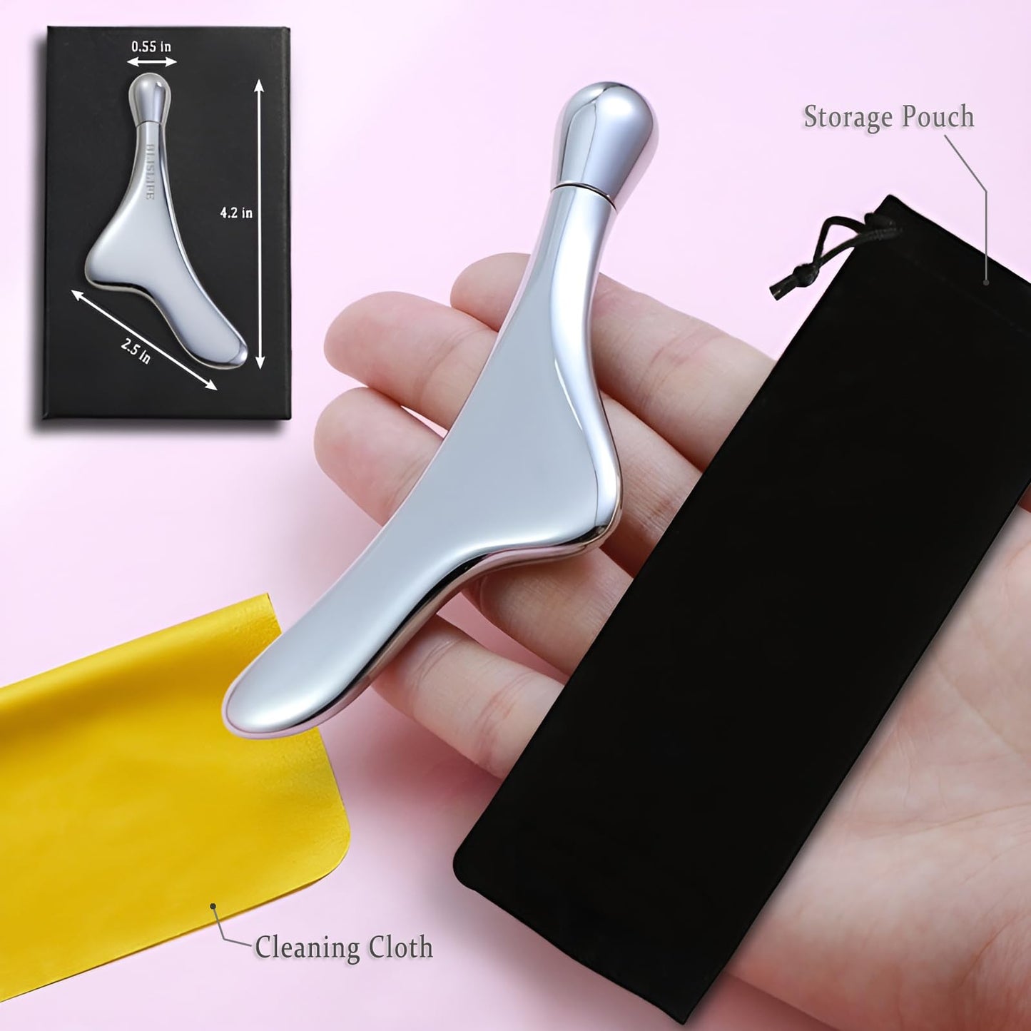 BLISLIFE Eye Roller Massage & Gua Sha Tool,Fade Puffiness and Dark Circles,Reduces Fine Lines and Wrinkles,Facial Skin Care, Metal Roller Eye Cream Massager