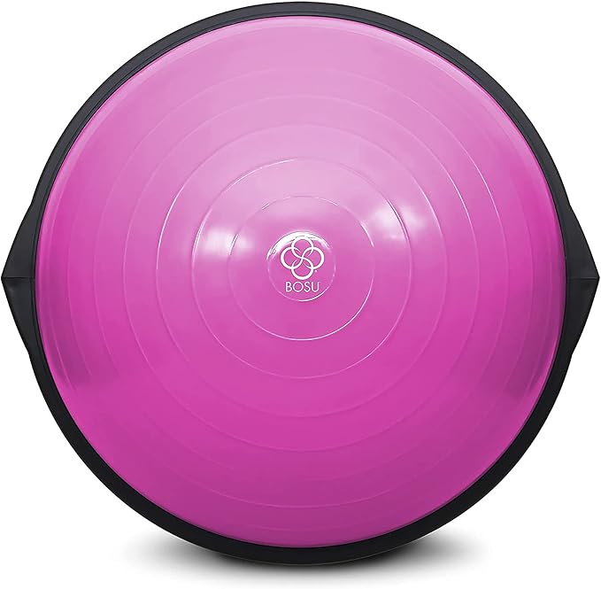 Bosu Balance Ball Exercise Trainer, Home Gym Equipment w/ Guided Workouts & Pump, 26", Blue - Inflatable Fitness Platform for Strength Training, Standing, Balancing, and Core Workout