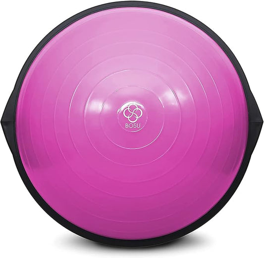 Bosu Balance Ball Exercise Trainer, Home Gym Equipment w/ Guided Workouts & Pump, 26", Blue - Inflatable Fitness Platform for Strength Training, Standing, Balancing, and Core Workout