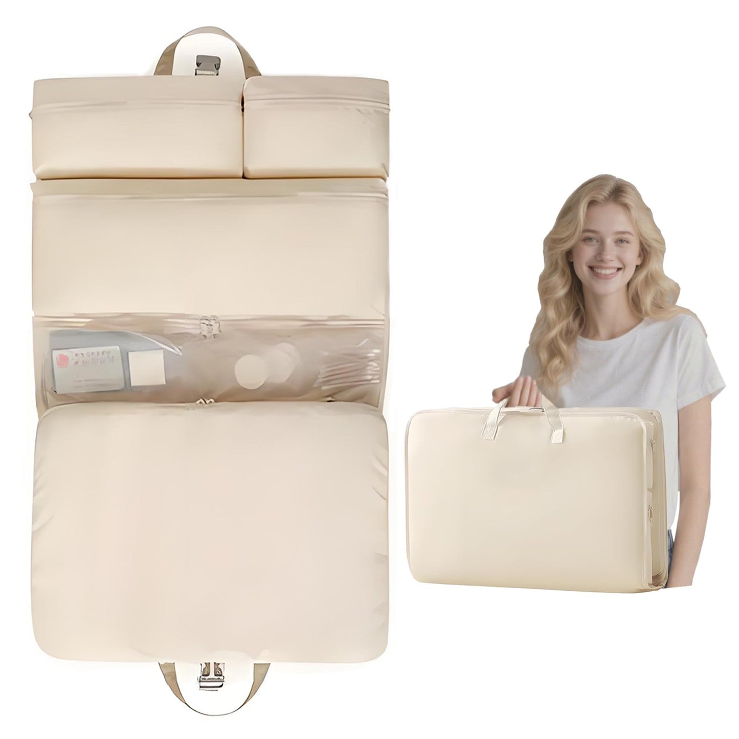 6-in-1 Hanging Packing Cubes for Travel Foldable Hanging Suitcase Organizer Bag Packing Cubes for Suitcases and Travel Luggage