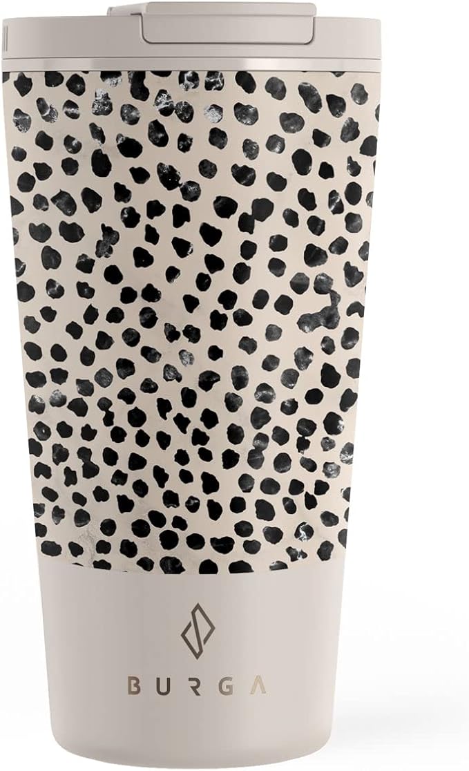 BURGA Travel Coffee Mug (16oz) – Spill-Proof, Secure-Seal Insulated Coffee Mug – Scratch-Resistant, Stainless Steel Travel Mug Stays Hot or Cold – Anti-Slip Coffee Tumbler – Almond Latte Travel Mug